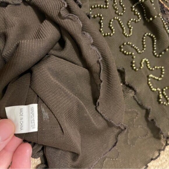 Vintage Embellished Sequin Sleeveless Top Brown - Picture 8 of 11